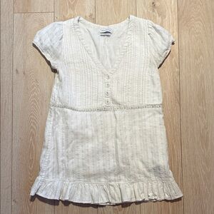 White Short Sleeve Dress with Ruffle Hem